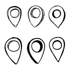 Set Of Maps Pins sign hand drawn illustration
