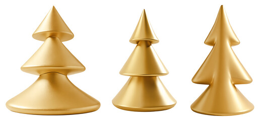 Set of golden Christmas tree decorations