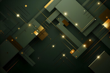 Abstract Background with Green and Gold Geometric Shapes