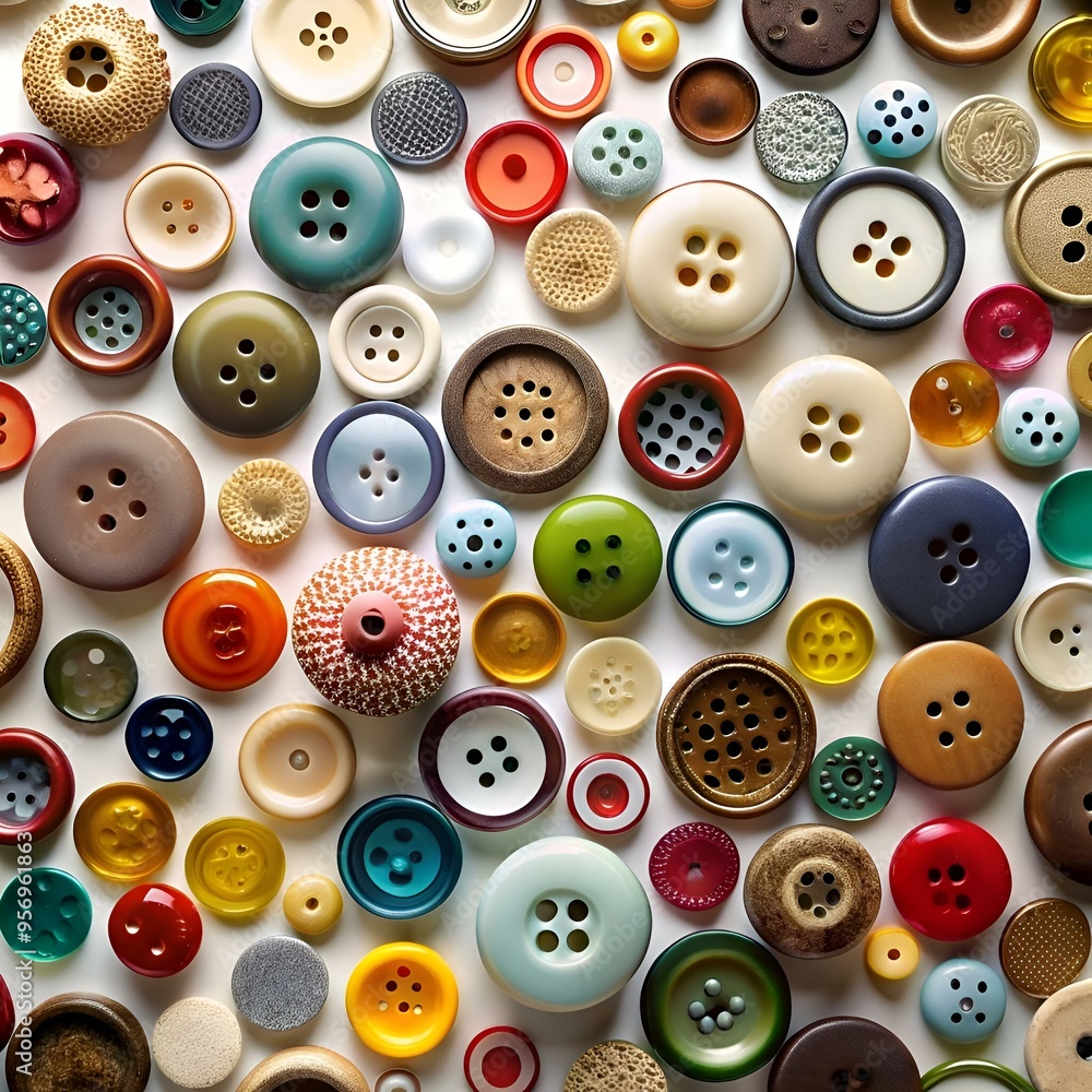 Poster A vibrant and playful pattern of colorful buttons. perfect for crafting projects. scrapbook layouts. and adding a pop of color to your designs.