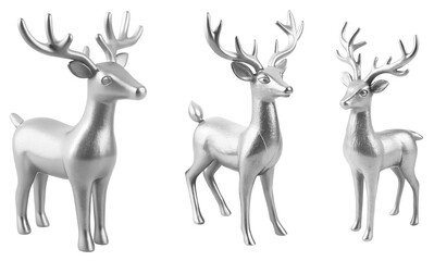 Set of silver Christmas reindeer decorations