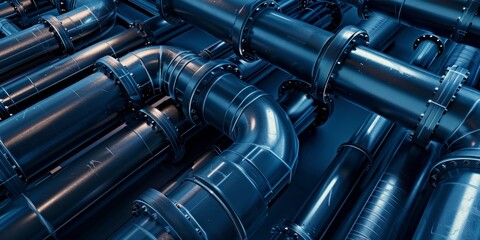 Abstract industrial background with pipes and connectors, infrastructure and urban development