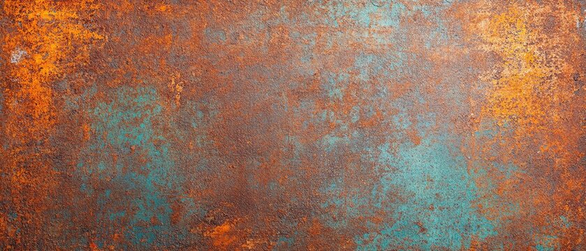 A textured surface featuring a blend of rust and turquoise hues, perfect for backgrounds and artistic design projects.