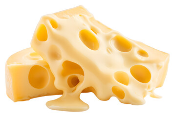 Closeup of melted cheese stretching and dripping isolated on white background
