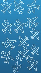 Airplanes Line Icon On light blue Background