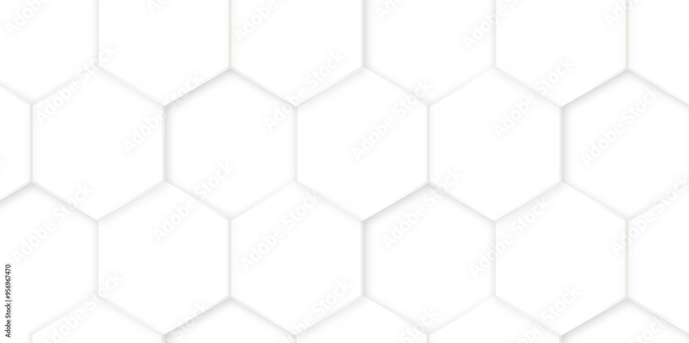 Poster 3d hexagonal structure futuristic white background and embossed hexagon abstract with hexagon backgr