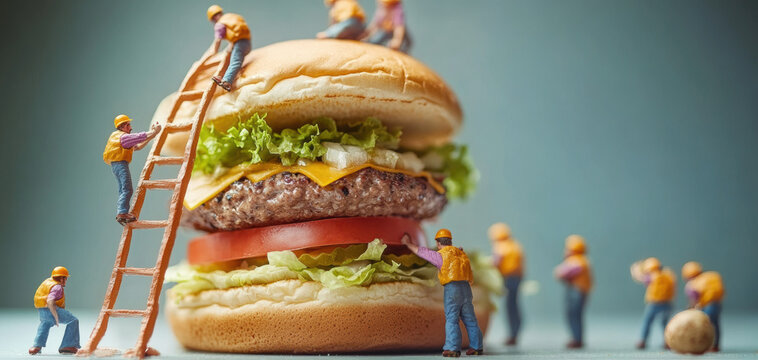 Tiny Workers Build Burger.