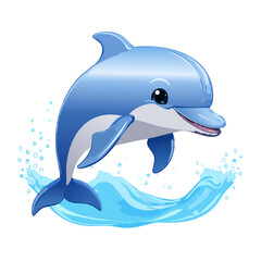 Naklejka premium Dolphin Cute Small Cartoon Baby Animal Character 