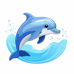Obraz premium Dolphin Cute Small Cartoon Baby Animal Character 