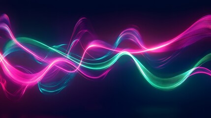 Glowing Neon Light Trails: Intersecting neon light trails in vibrant colors like pink and green, floating in a dark space, creating an abstract dance of light.
