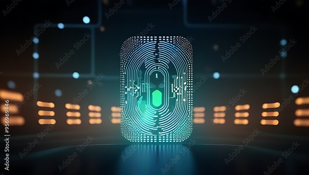 Aufkleber abstract tech background illustrating biometric authentication advanced recognition techniques enhan