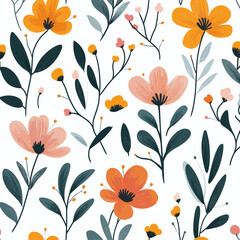 Vintage vector botanical illustration, Set, Autumn flowers, berry and leaves, Colorful