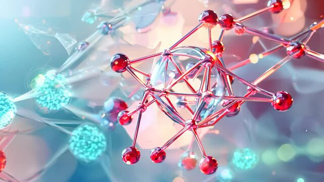 molecule or atom, Abstract structure for Science or medical background, 3d illustration, science, atom, abstract, chemistry, structure, blue, chemical, background