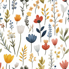 Fototapeta premium Vintage vector botanical illustration, Set, Autumn flowers, berry and leaves, Colorful