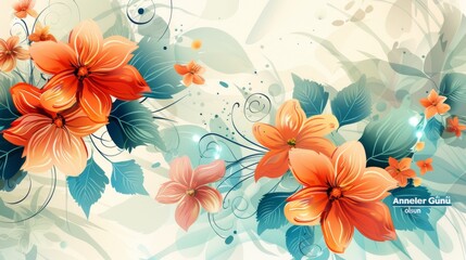 Abstract flower vector art, greeting, clean and modern style