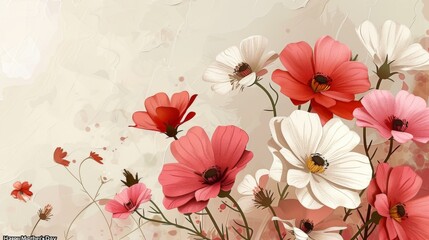 Abstract flower vector art, greeting, clean and modern style