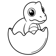 Cute baby dinosaur hatching from an egg