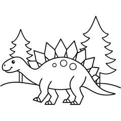 Stegosaurus with spiked tail in a forest