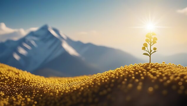 faith concept art illustrating parable mustard seed mountains moving faith small mustard seed emphasizing power belief