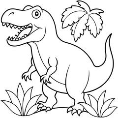 Tyrannosaurus Rex roaring in a prehistoric jungle