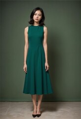 asian woman in green dress