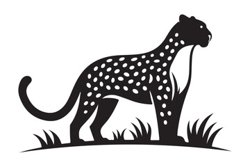 Modern Leopard Silhouette in Black Vector Graphic