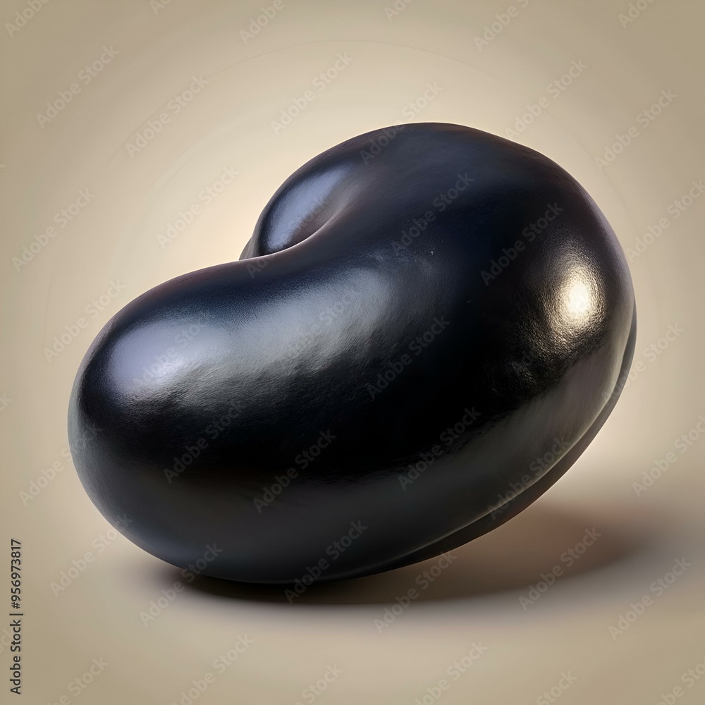 Poster a realistic 3d illustration of a single black bean. perfect for adding a touch of natural texture an