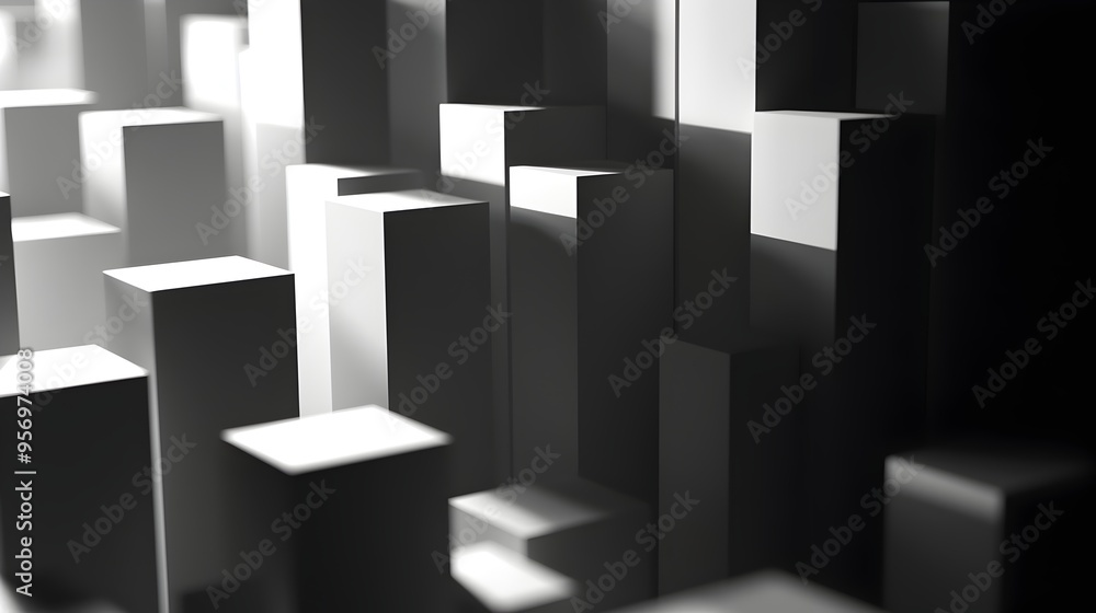Aufkleber stacked 3d cubes casting abstract geometric shadows and depth