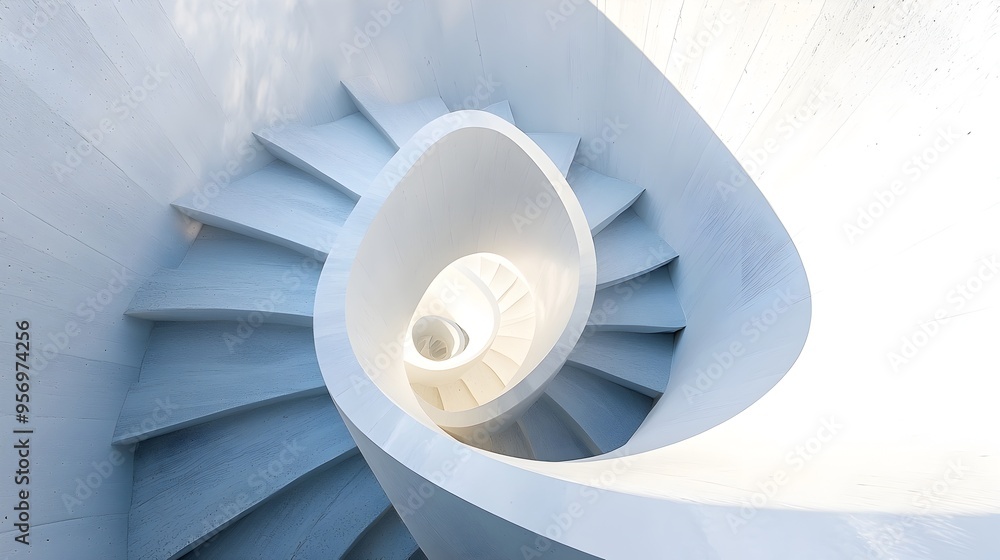 Poster captivating spiral staircase with alluring light and shadow interplay for architectural design