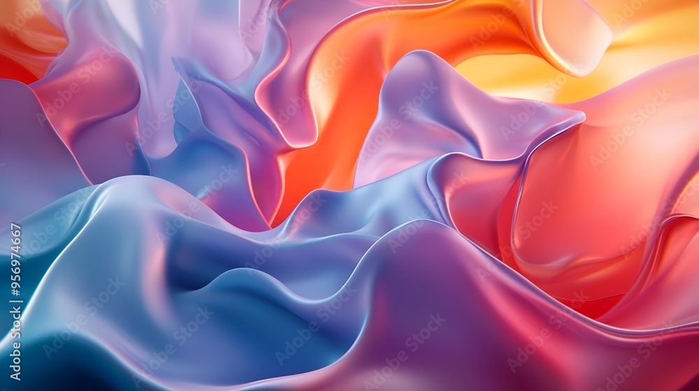 Poster vibrant fluid 3d abstract shapes with dynamic flow and movement