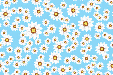 Seamless geometric floral pattern with vintage daisy flowers for fabric or wallpaper.