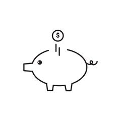 Piggy bank icon vector. piggy money icon. Silhouette icons of piggy banks with a dollar coin, symbolizing savings and financial security. Vector illustration.