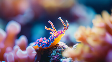 Vibrant Sea Slug on Coral Reef - Underwater Macro Photography