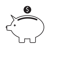 Piggy bank icon vector. piggy money icon. Silhouette icons of piggy banks with a dollar coin, symbolizing savings and financial security. Vector illustration.