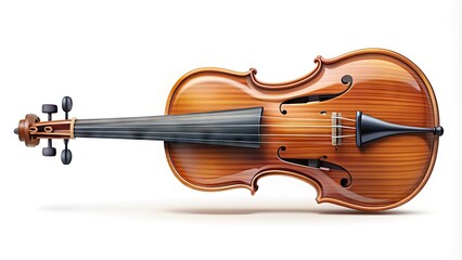 Sleek, modern illustration of a violin icon, with elegant curves and strings, set against a clean white background, perfect for music-related designs.