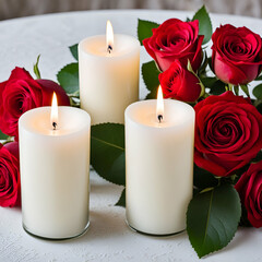 candle and rose