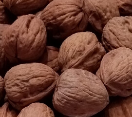 Close up of walnuts in shells