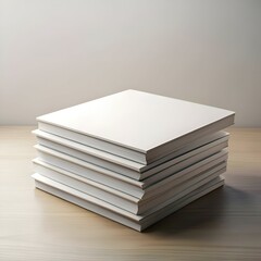 A clean and professional image of a stack of blank books on a wooden surface. perfect for showcasing your brand. design. or message.