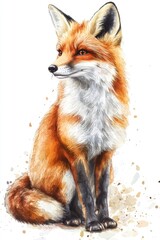 Fototapeta premium Red Fox Watercolor