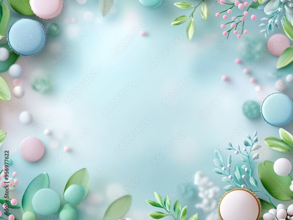 Aufkleber delicate pastel background with floral elements and geometric shapes, creating a serene and inviting