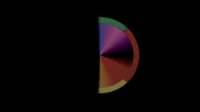 Half-Circle Loading Animation with Rainbow Stripes, displaying a rotating segmented design with colorful gradients, indicating an ongoing process.