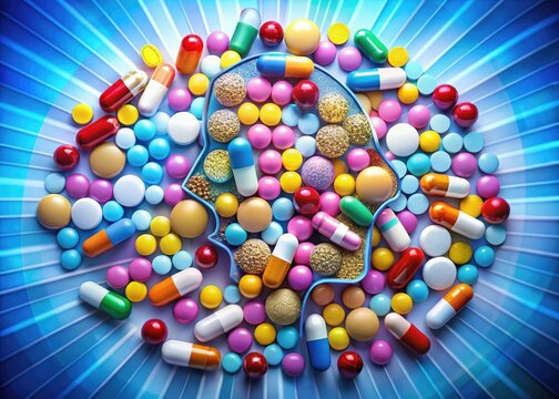 medical concept of psychotropic drug classes with mood stabilizers