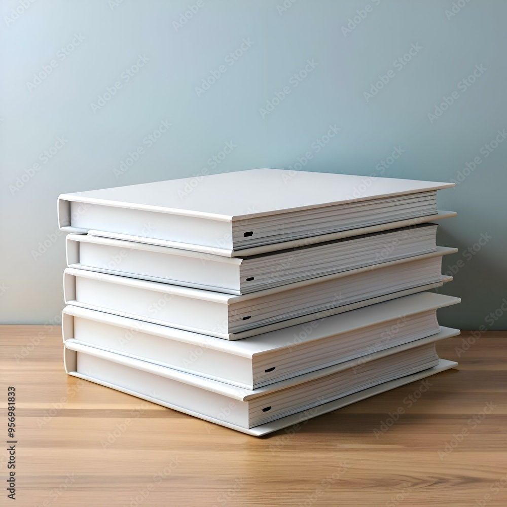 Poster a clean and simple stack of five white books. perfect for showcasing your own designs or adding a mi