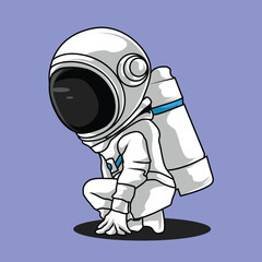 illustration unique astronaut cute pose