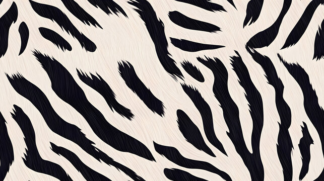 Realistic fur zebra seamless pattern