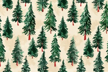 Holiday-themed wallpaper featuring a pattern of Christmas trees and ornaments.