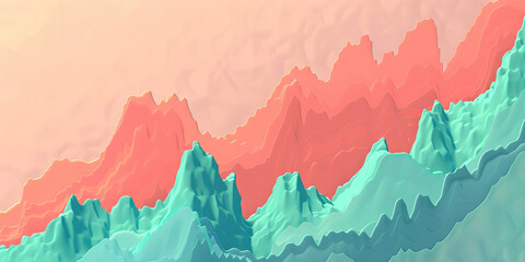 Coral and mint revenue chart with a subtle patterned background.