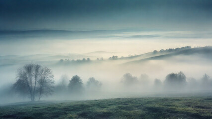 Obraz premium Dreamy foggy landscape in pastel colors
