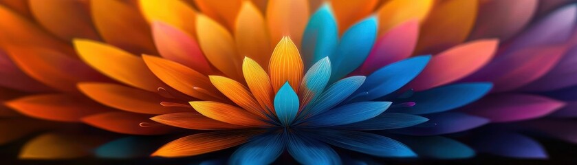 Obraz premium A vibrant floral design featuring colorful petals in a mesmerizing pattern, ideal for artistic and decorative uses.