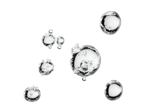Clear water bubbles isolated on a transparent background for design purposes